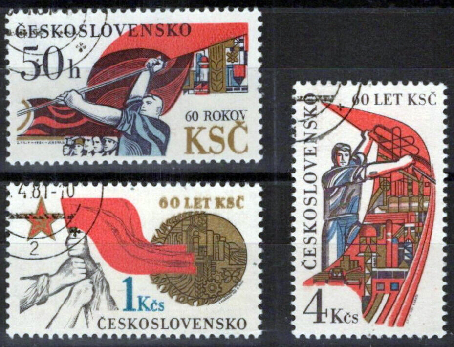 Czechoslovakia 2357-2359 Used 60th Anniversary Communist Party ZAYIX 0224M0068M