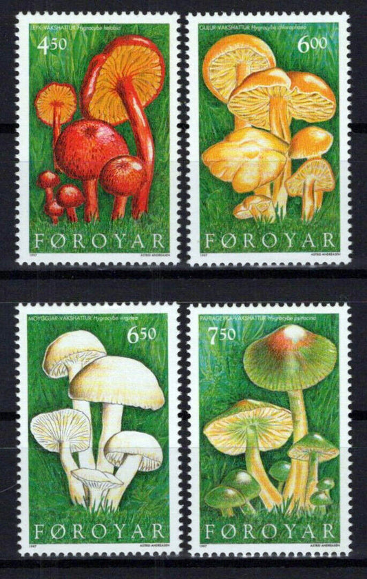 Faroe Islands 315-318 MNH Mushrooms Plants Nature Fungi ZAYIX 0224S0043M