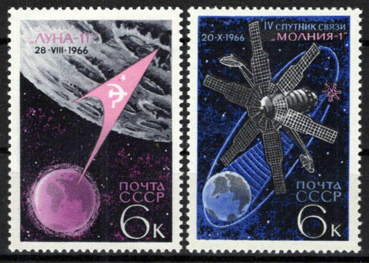 Russia 3288-3289 MNH Space Satellite ZAYIX 0224S0111M