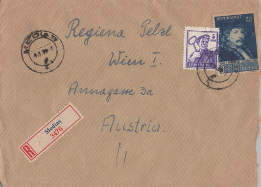 Romania Registered Cover Medias to Vienna Austria