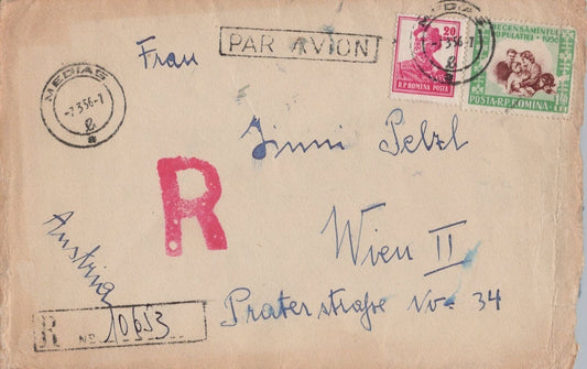 Romania Registered Cover Medias to Vienna Austria 1956