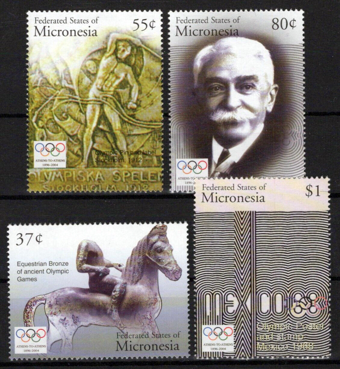 Micronesia 603-606 MNH Olympics Sculptures Horses Sports