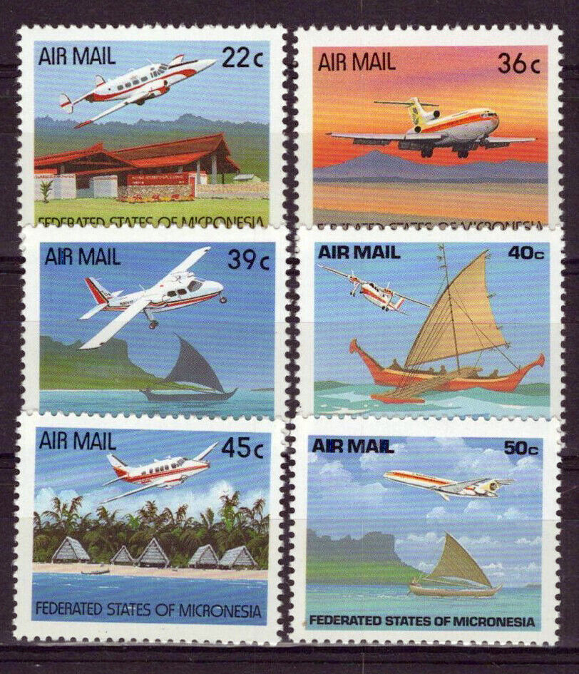 Micronesia C43-C48 MNH Planes Aviation Aircraft Transportation