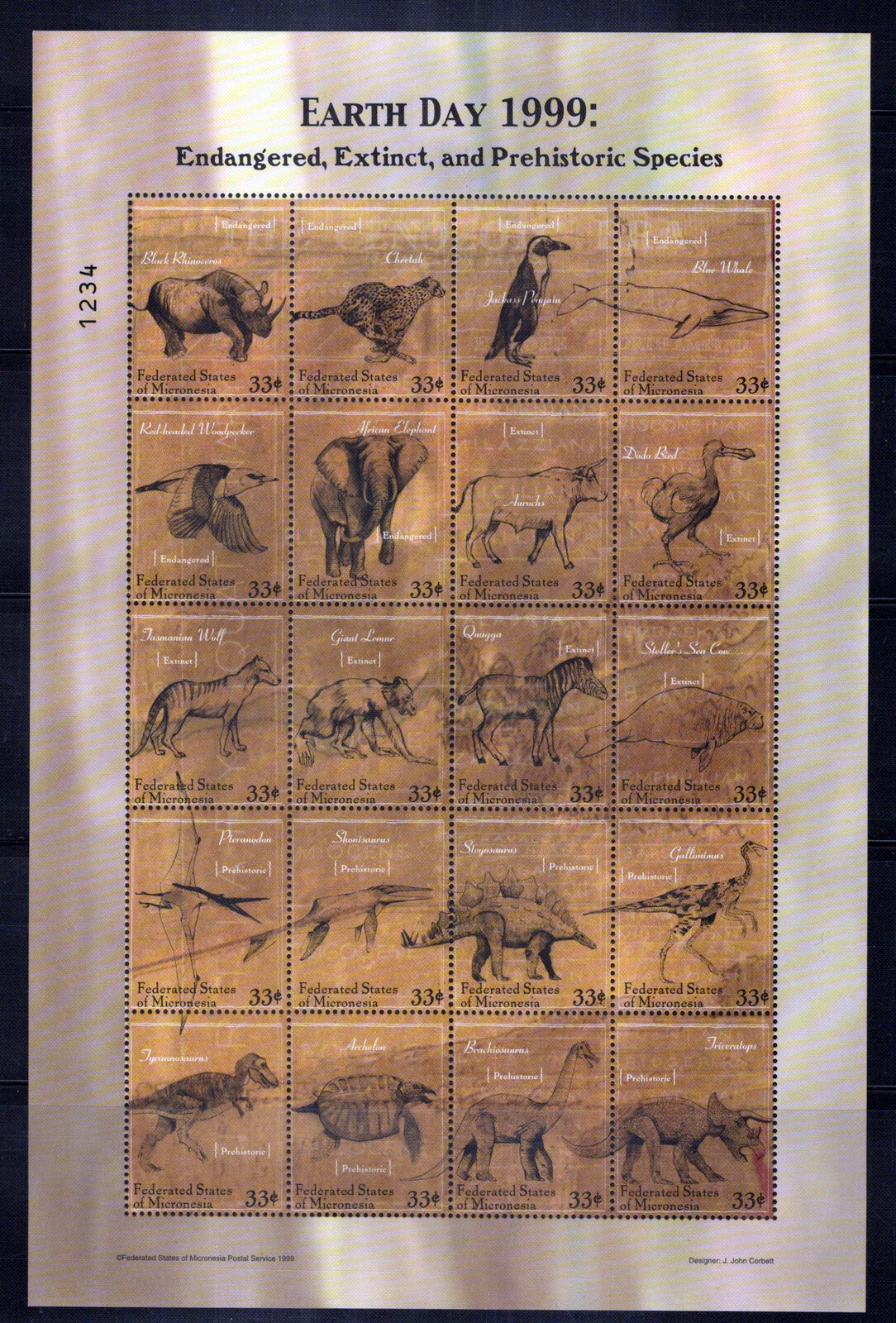 Micronesia 347-349 MNH Endangered & Prehistoric Animals