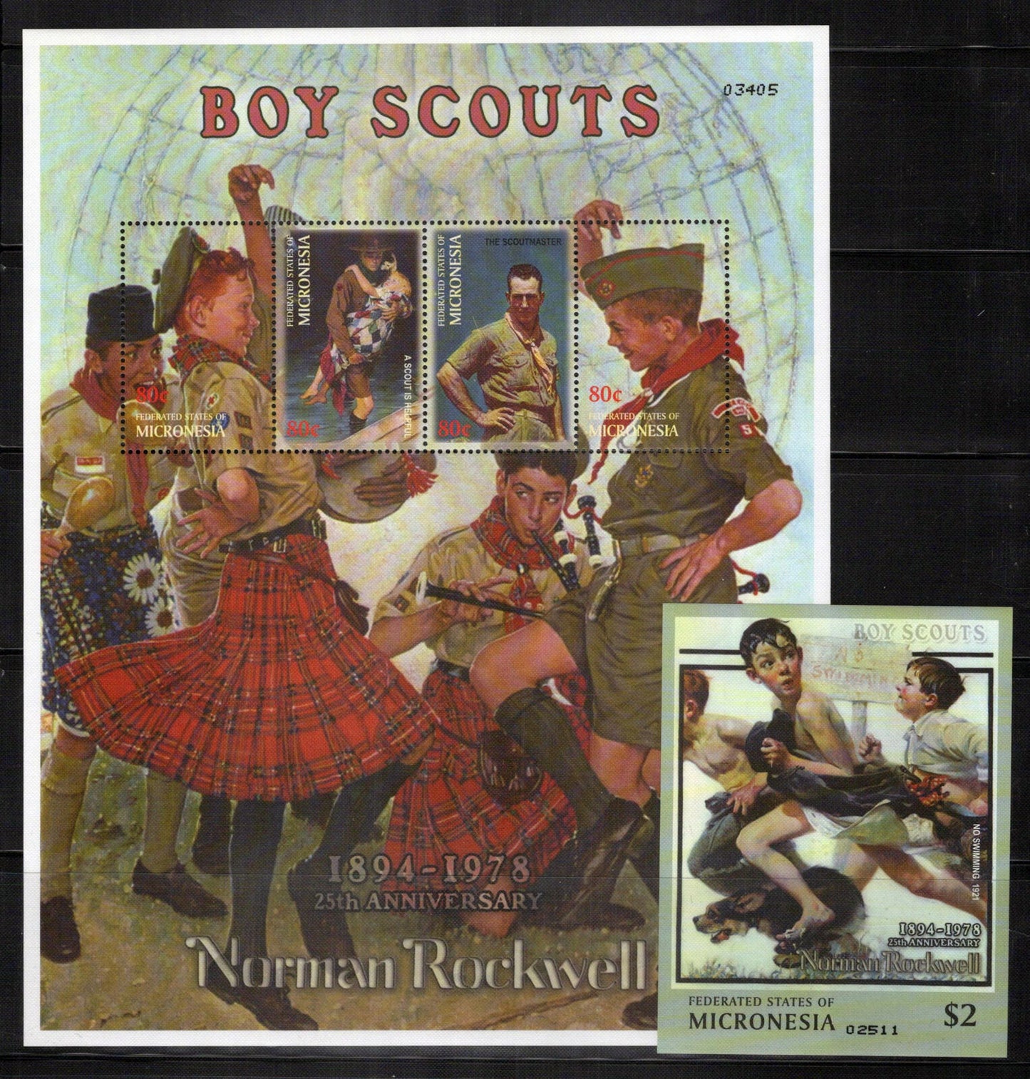 Micronesia 555-556 MNH Boy Scouts Norman Rockwell Paintings