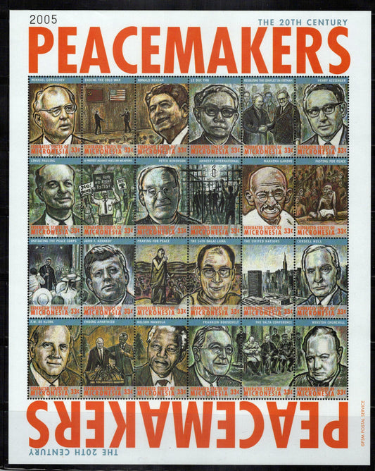 Micronesia 379 MNH 20th Century Peacemakers Gandhi J.F. Kennedy