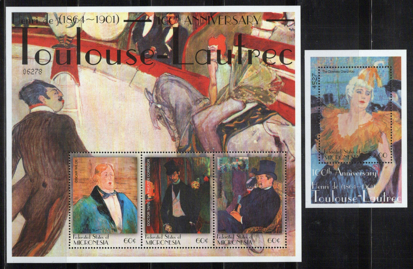 Micronesia 439-440 MNH Paintings Toulouse-Lautrec Horses Women