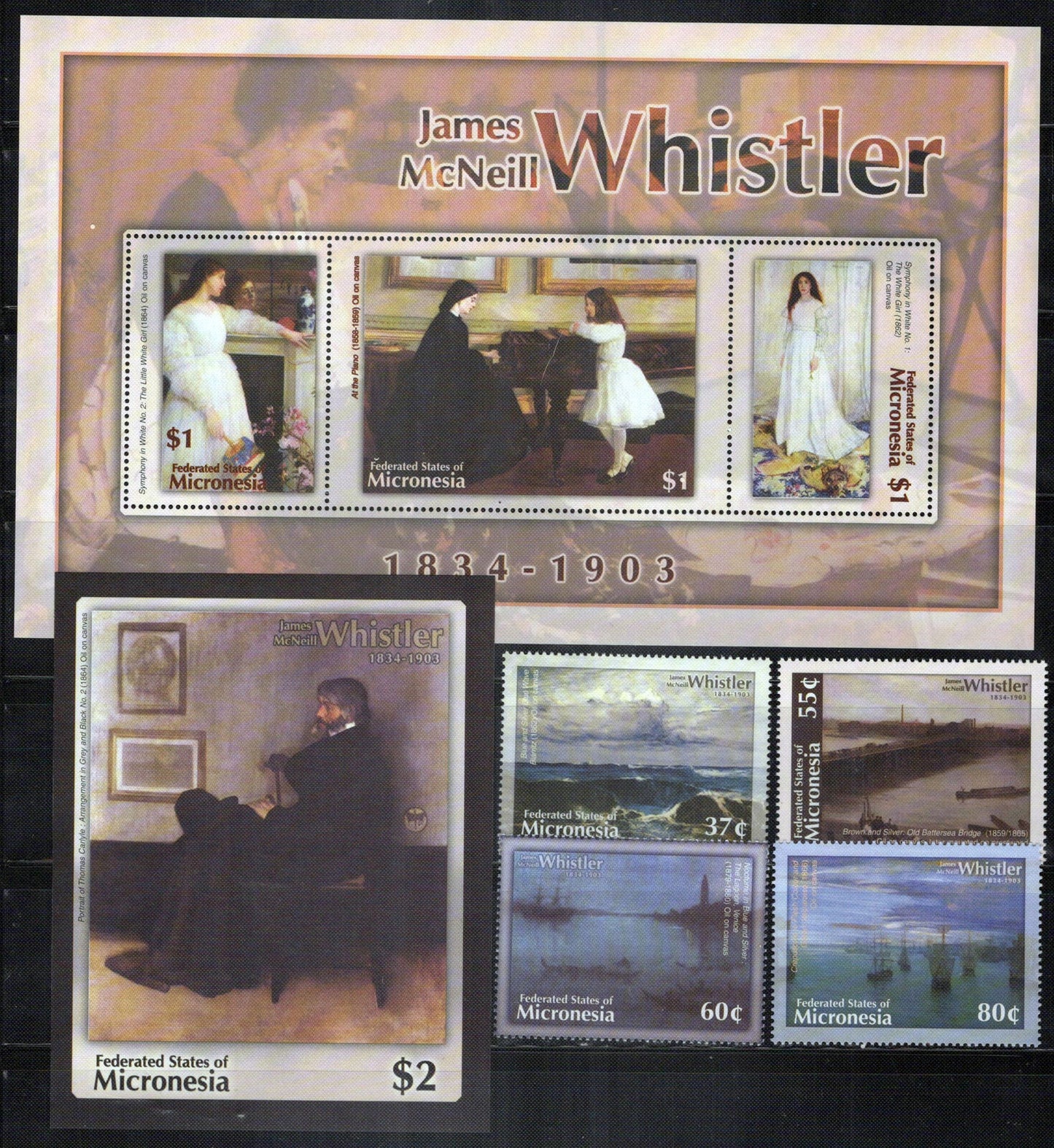 Micronesia 559-564 MNH Paintings James Whistler Women Ships ZAYIX 0224L0025