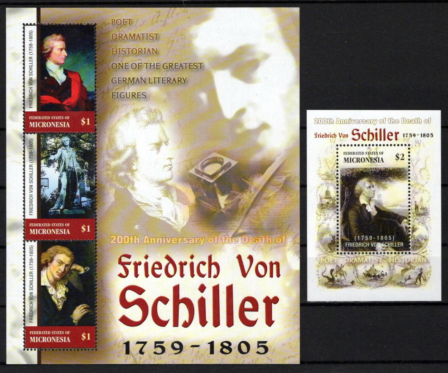 Micronesia 639-640 MNH Friedrich Von Schiller Historian Poet