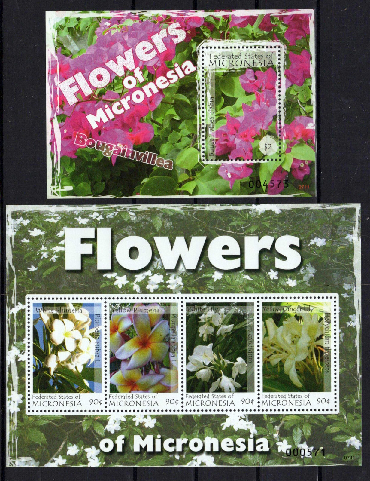 Micronesia 744-745 MNH Flowers Plants Bougainvillea Plumeria