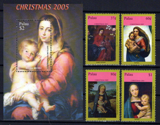 Palau 845-849 MNH Christmas Paintings Madonna & Child