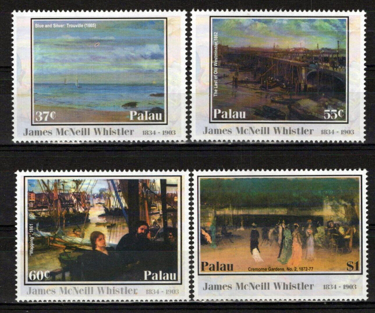 Palau 733-736 MNH Paintings Landscapes James McNeill Whistler