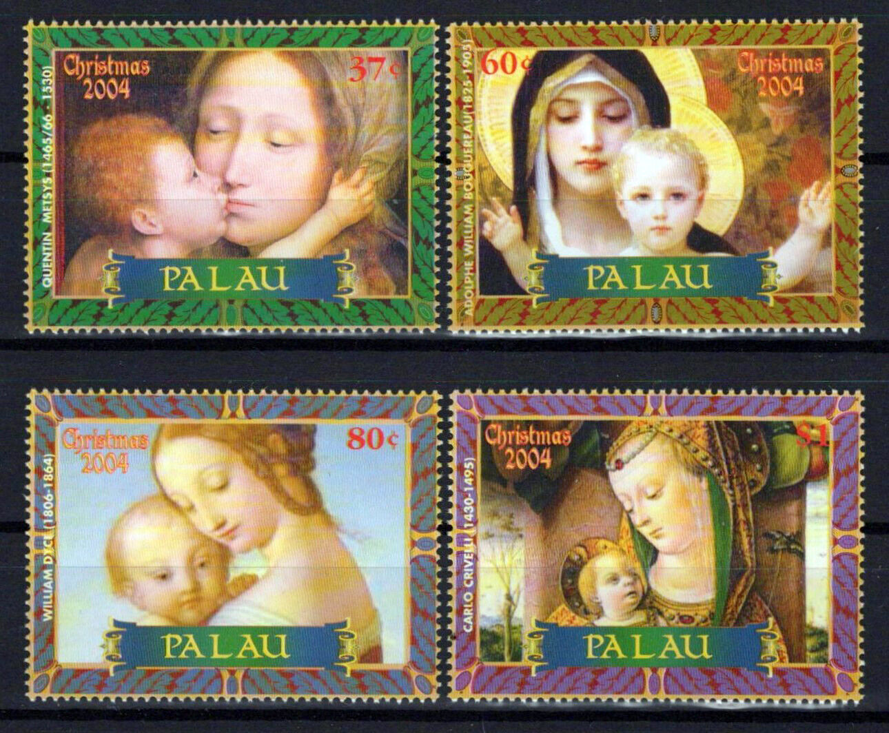 Palau 804-807 MNH Christmas Paintings Madonna & Child