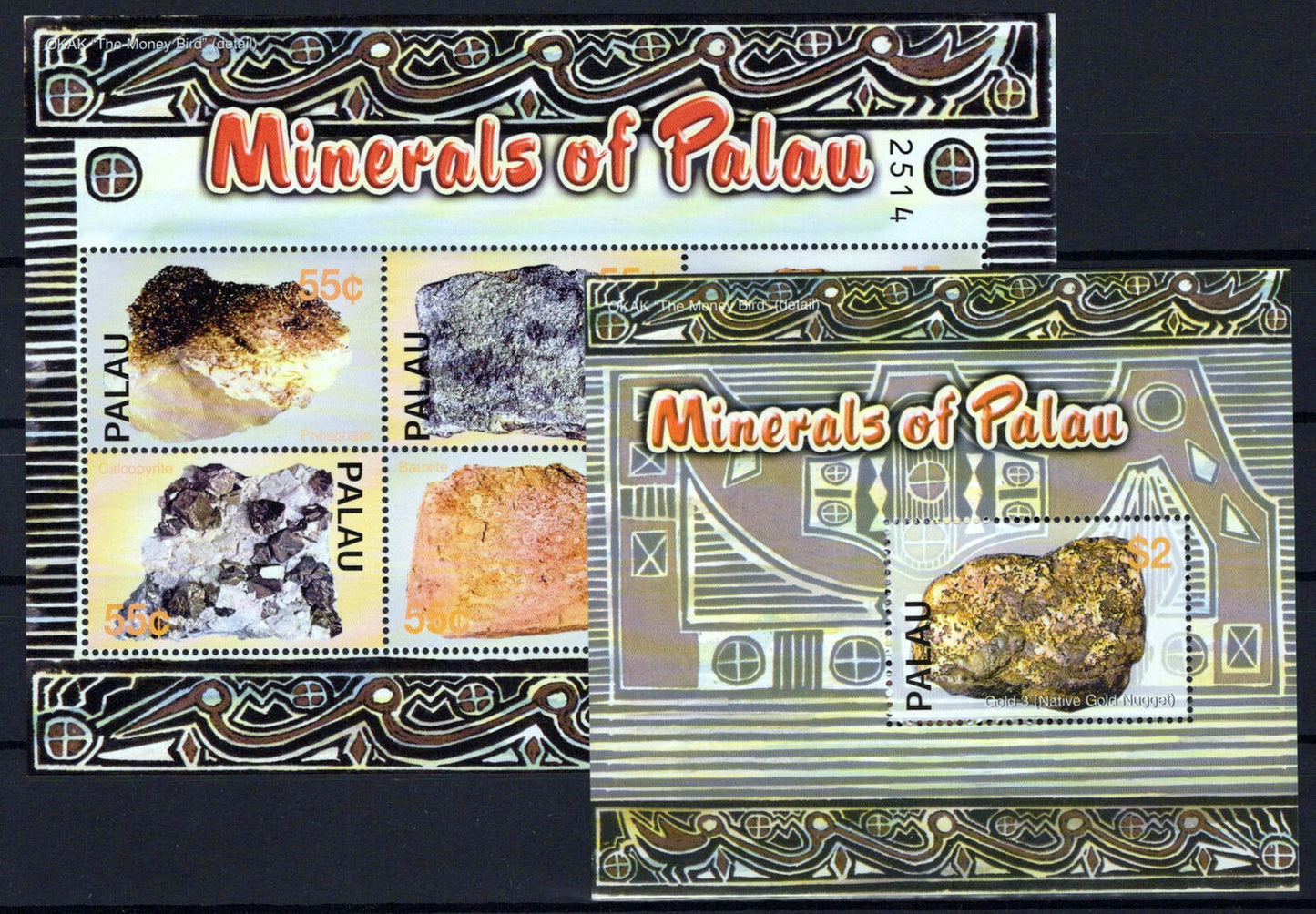 Palau 759-760 MNH Minerals of Palau Rocks Geology