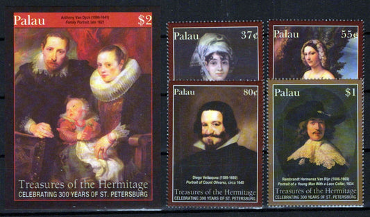 Palau 752-756 MNH Paintings Hermitage Portraits Art