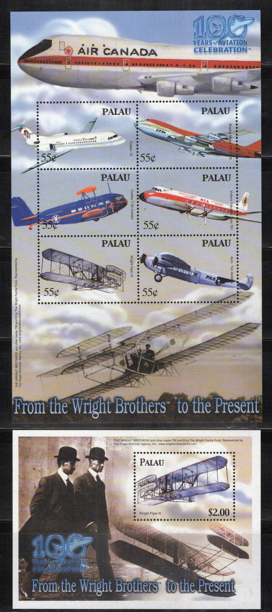 Palau 731-732 MNH Wright Brothers Aviation Planes Aircraft