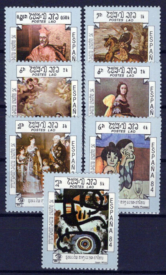 Laos 546-552 MNH Paintings Picasso Goya Miro ESPANA '84