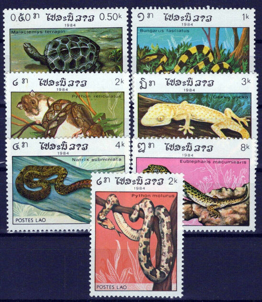 Laos 584-590 MNH Reptiles Animals Snakes Lizards