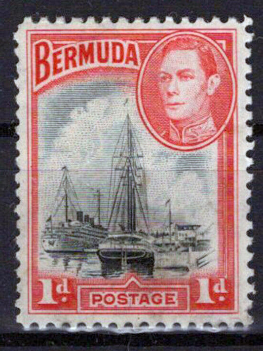 Bermuda 118a MLH 1p rose red & black Ship in Hamilton Harbor ZAYIX 0324S0005