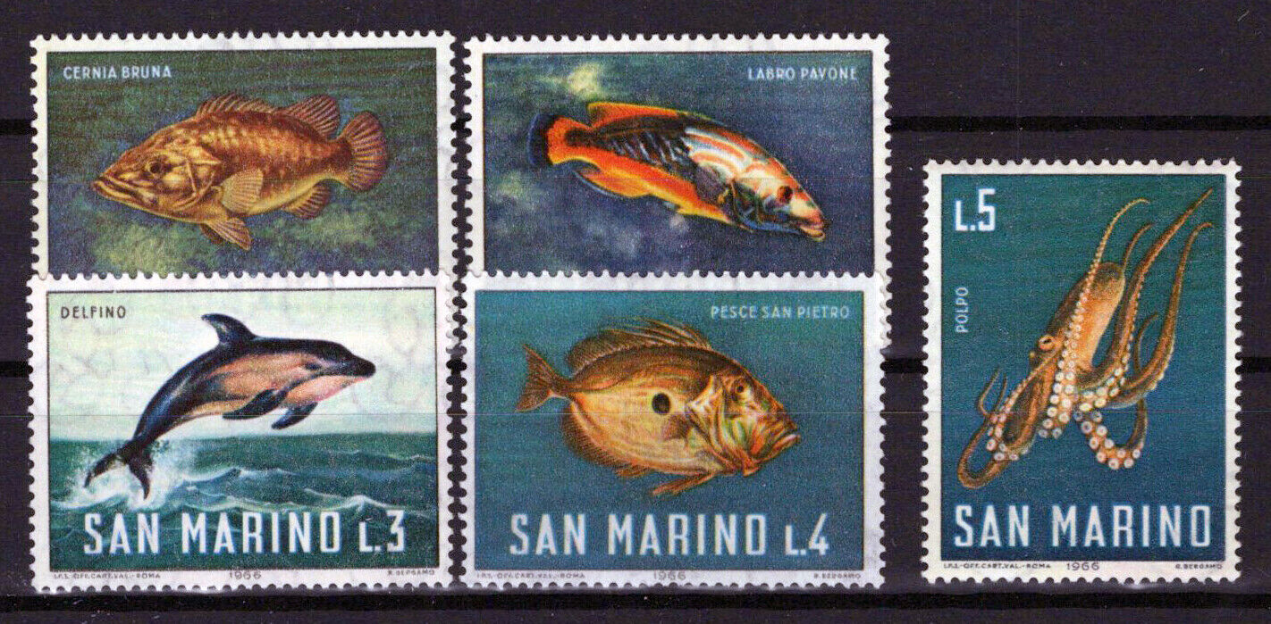 San Marino 643-647 MNH Marine Life, Fish, Octopus, Dolphin ZAYIX 0324S0027M