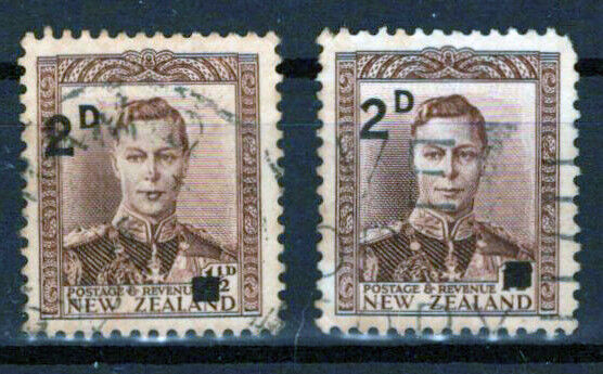 New Zealand 243 Used Overprint Shifted Down EFO with comparison ZAYIX 0324S0035