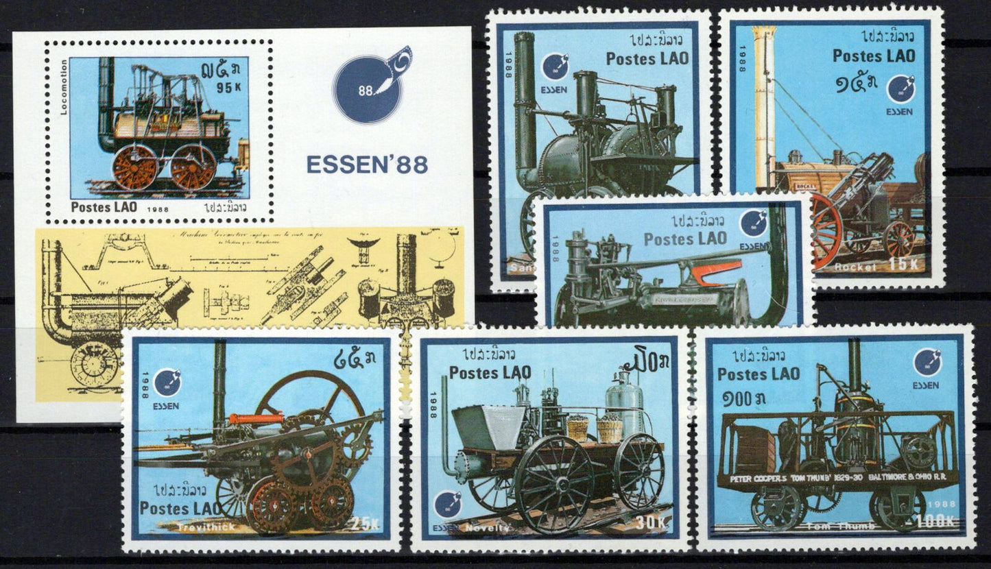 Laos 849-855 MNH Locomotives Trains Transportation