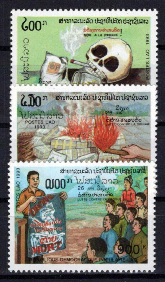 Laos 1127-1129 MNH Illegal Drugs Campaign Medical