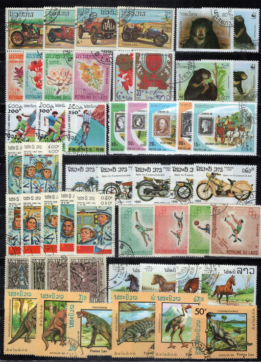 Laos Collection Used/CTO Flowers Animals Dinosaurs Motorcycles