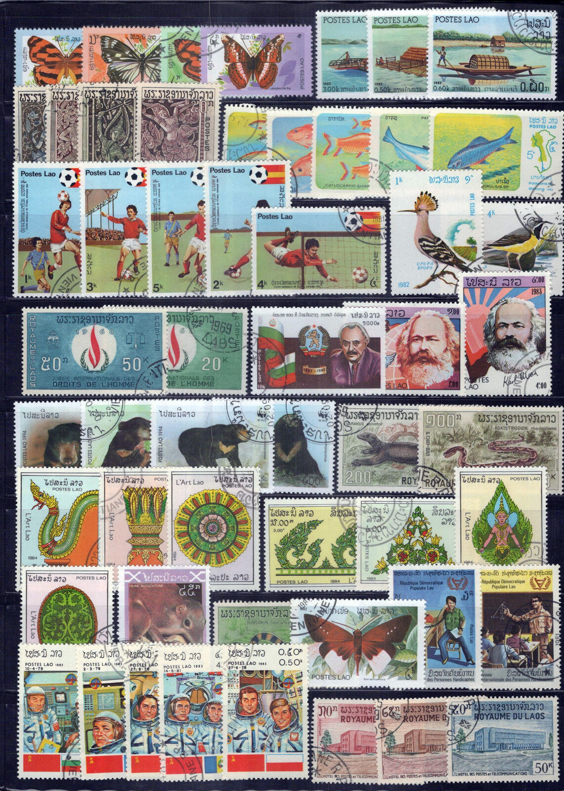 Laos Collection Used/CTO Space Butterflies Fish Animals Birds