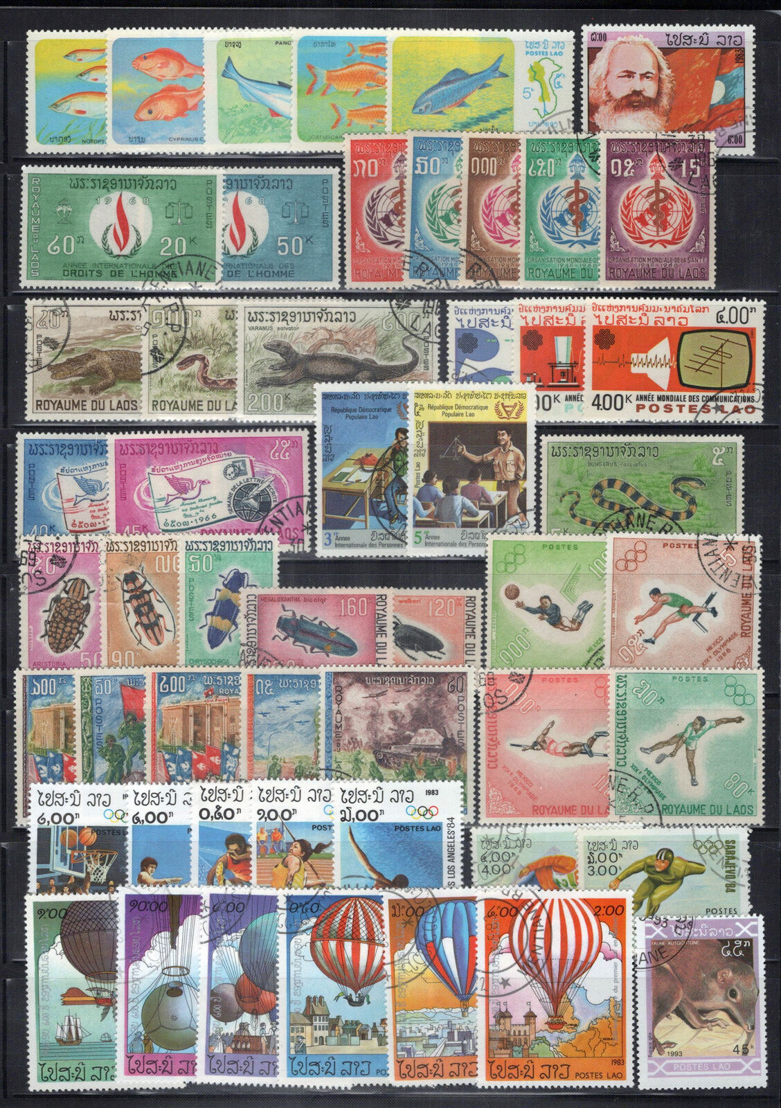 Laos Collection Used/CTO Insects Reptiles Fish Sports Olympics