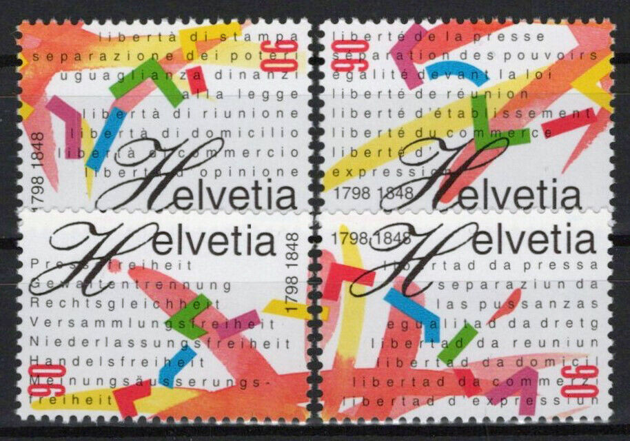 Switzerland 1012-1015 MNH Confederation Republic ZAYIX 0324S0108