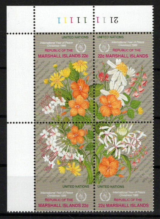 Marshall Islands 131a MNH Flowers Christmas Intl. Peace Year ZAYIX 0324S0116