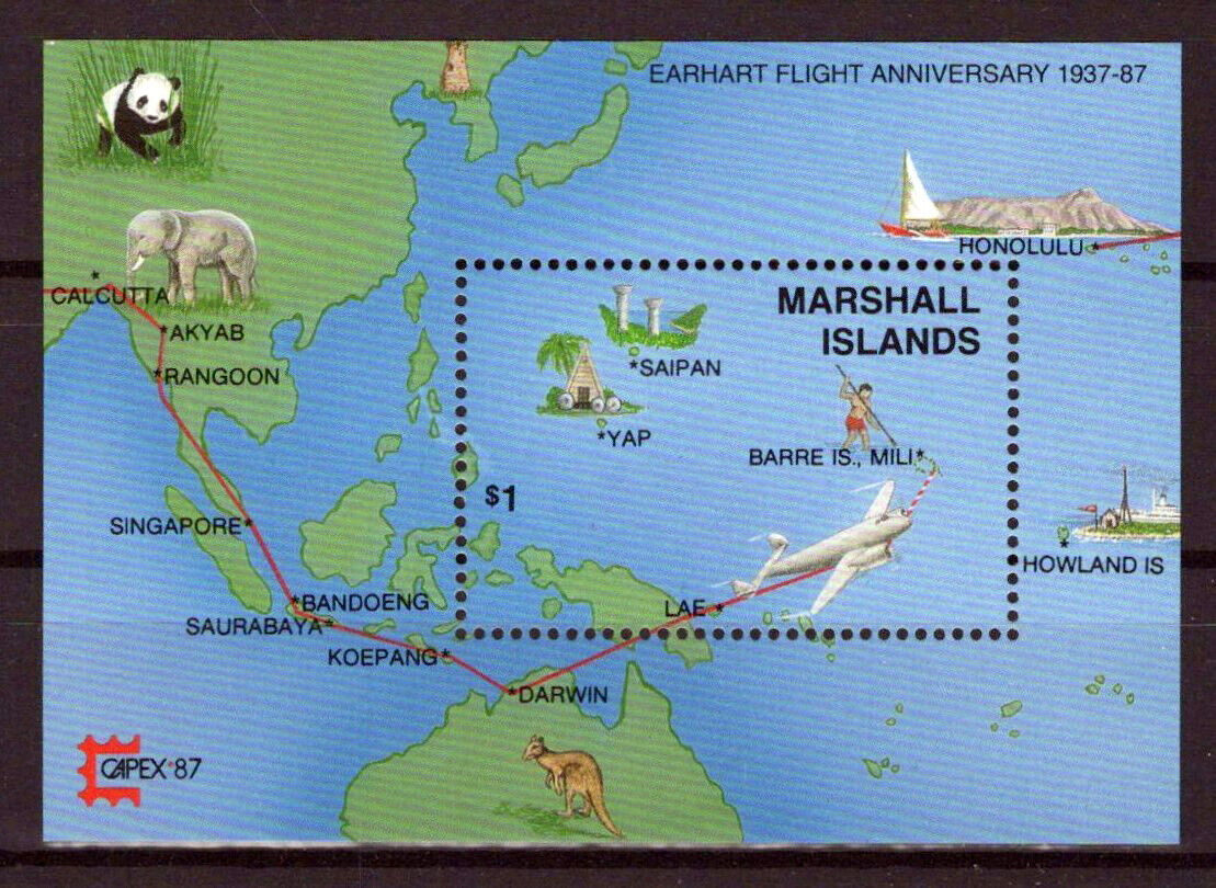 Marshall Islands 142 MNH CAPEX '87 Maps Aviation Wildlife ZAYIX 0424S0009