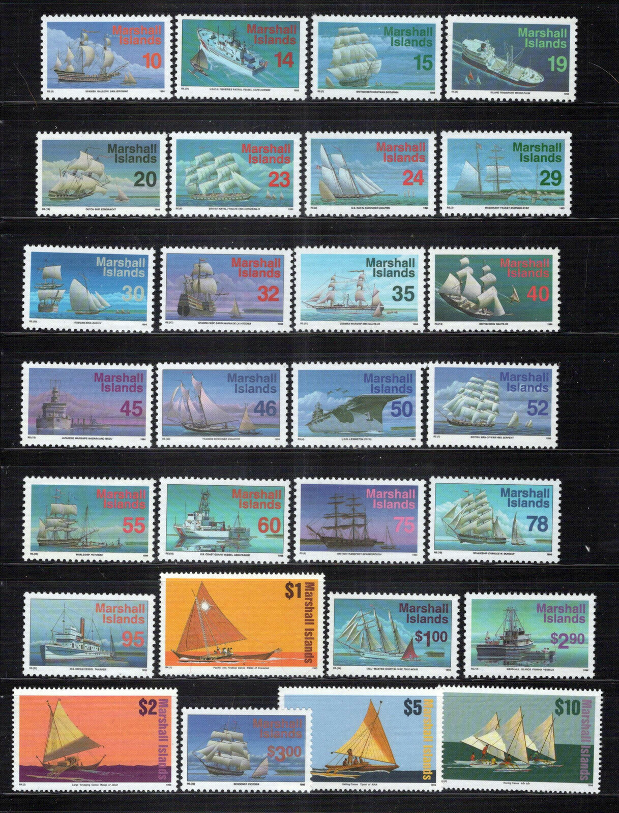 Marshall Islands 441-466B MNH Sailing Vessels Ships ZAYIX 0424S0011M