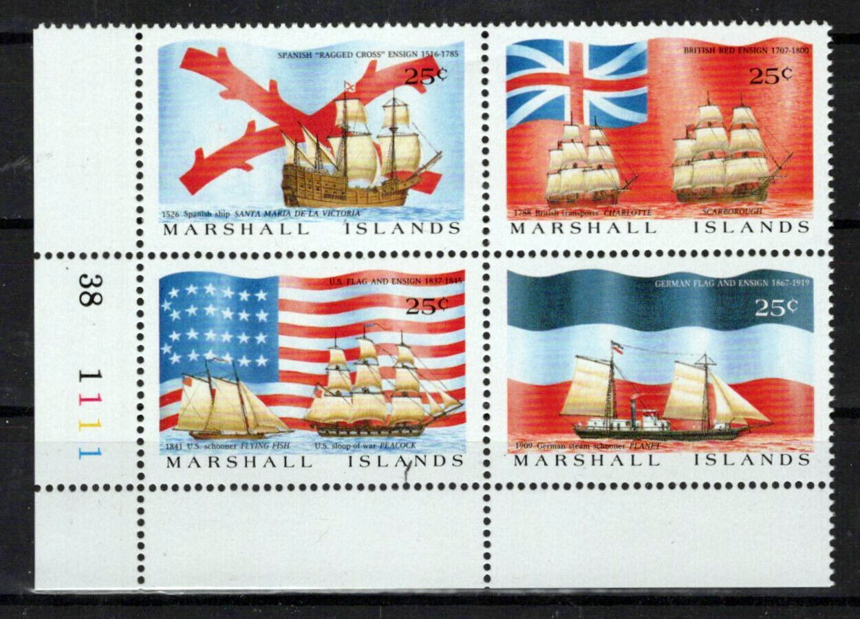 Marshall Islands 194a MNH Colonial Sailing Ships Flags ZAYIX 0424S0016