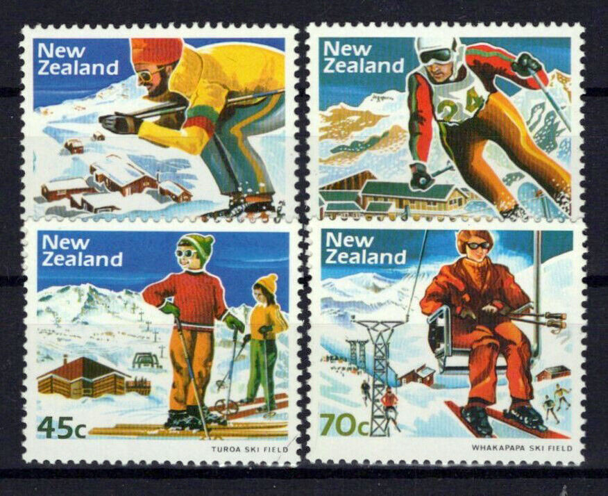 New Zealand 799-802 MNH Winter Sports Skiers ZAYIX 0424S0223