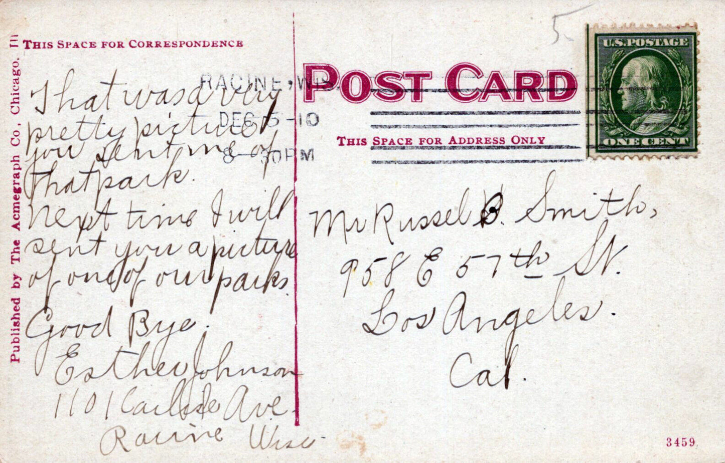 ZAYIX US Postcard Racine College, Racine, Wis c1910 Machine Cancel 0324M0206