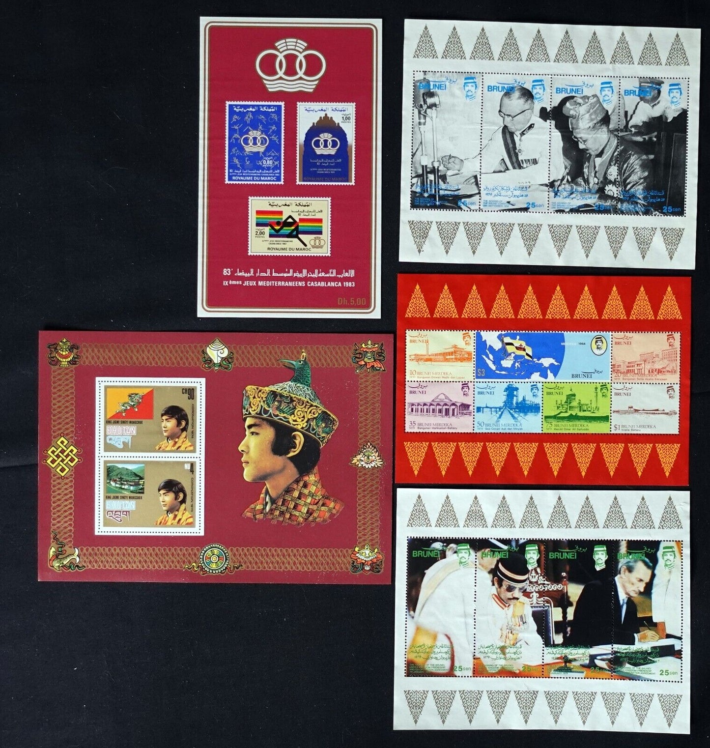 Souvenir Sheet MNH/MNG Collection Brunei Bhutan Africa Morocco