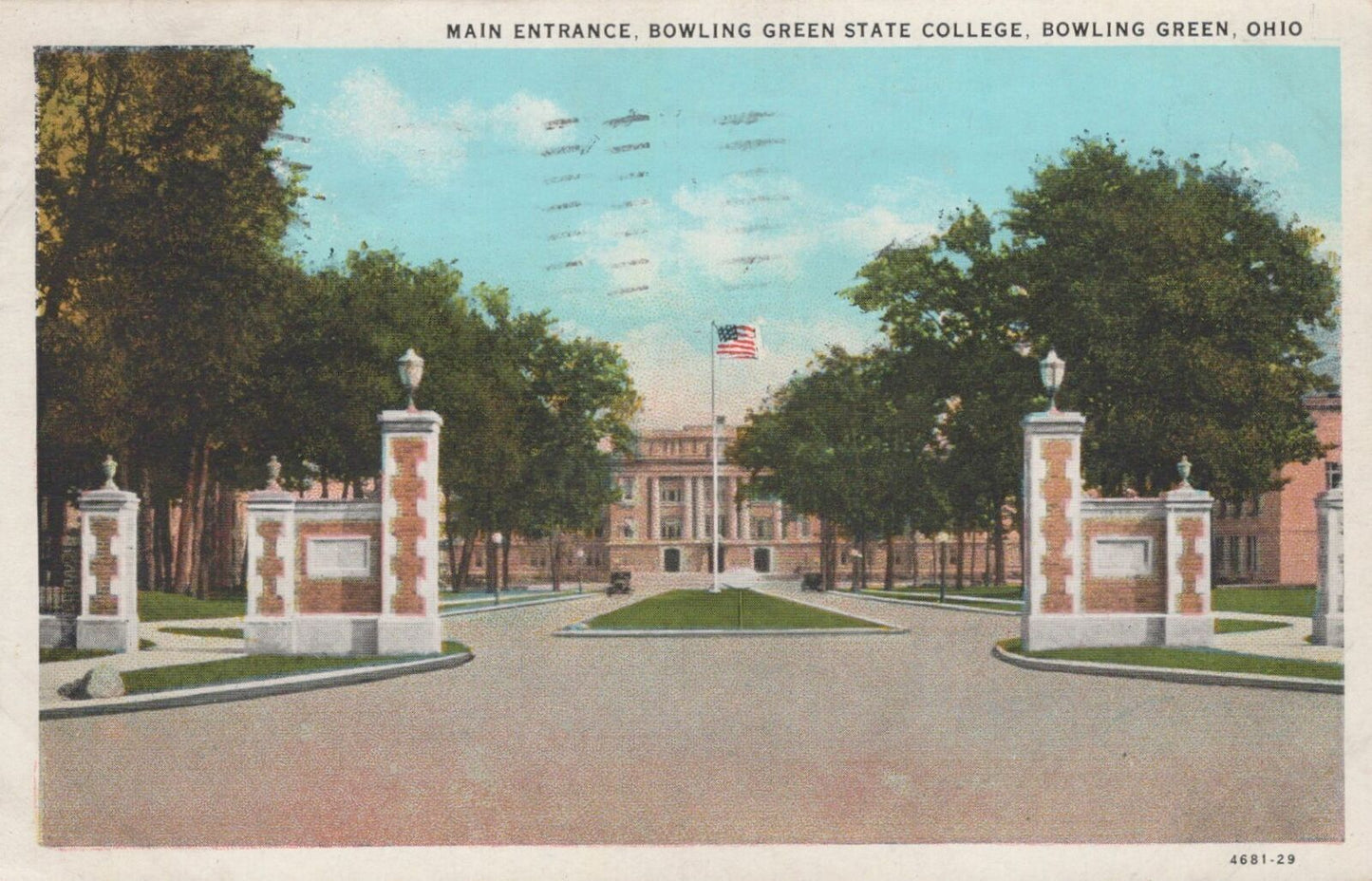 ZAYIX US Postcard Bowling Green State College, Ohio Machine cancel 0324M0365