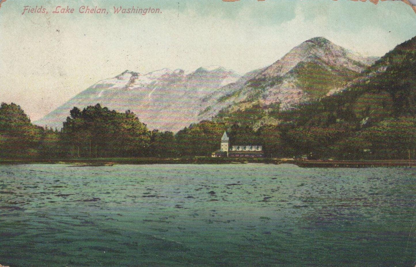 ZAYIX US Postcard Fields, Lake Chelan, Washington Duplex Cancel 0324M0368