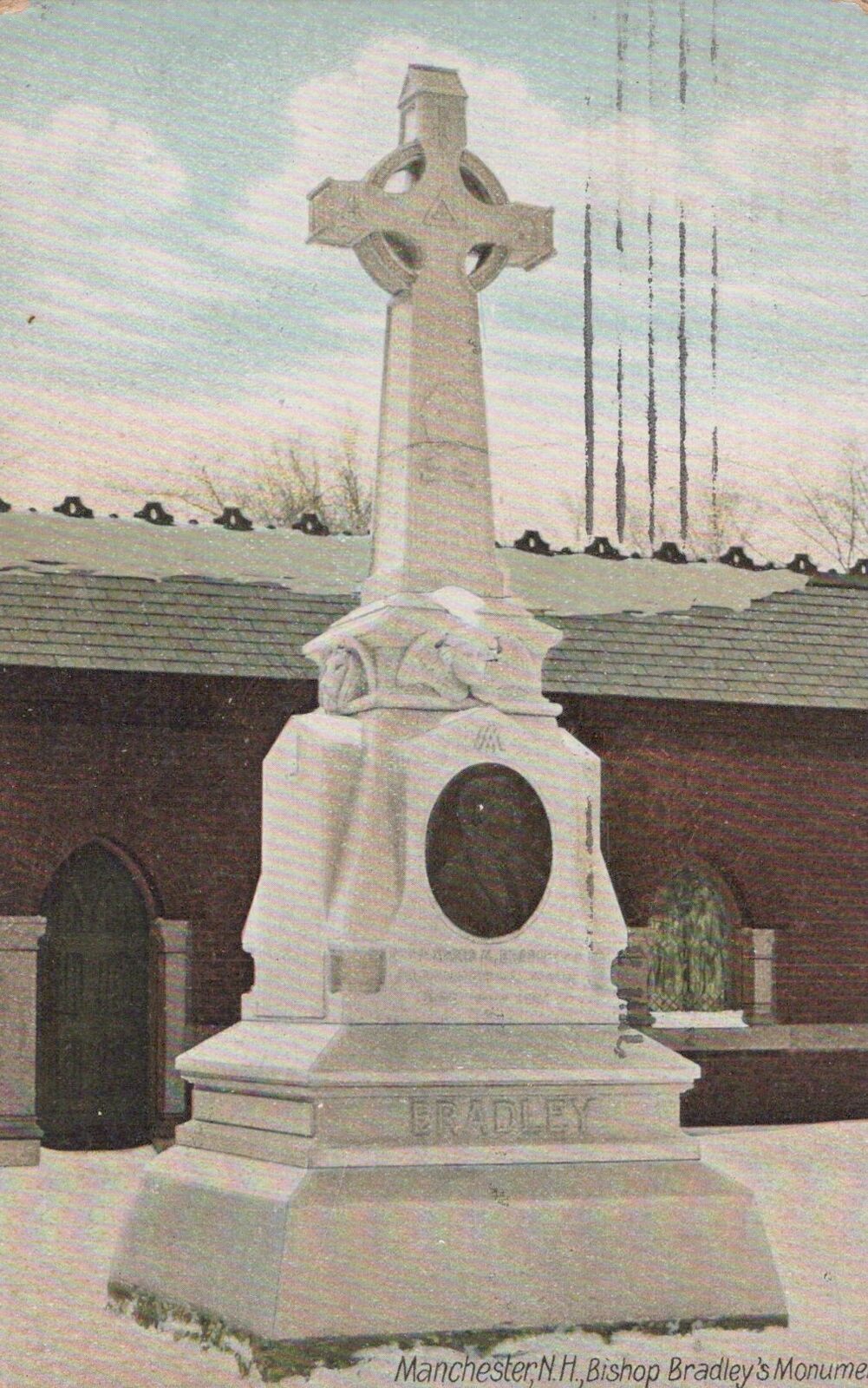 ZAYIX US Postcard Bishop Bradley's Monument, Manchester, NH Machine 0324M0348