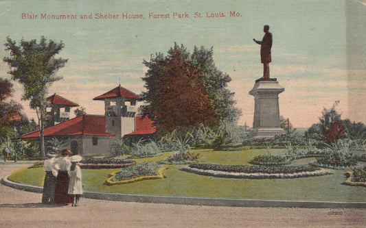 ZAYIX US Postcard Blair Monument Shelter House Forest Park St. Louis 0324M0354