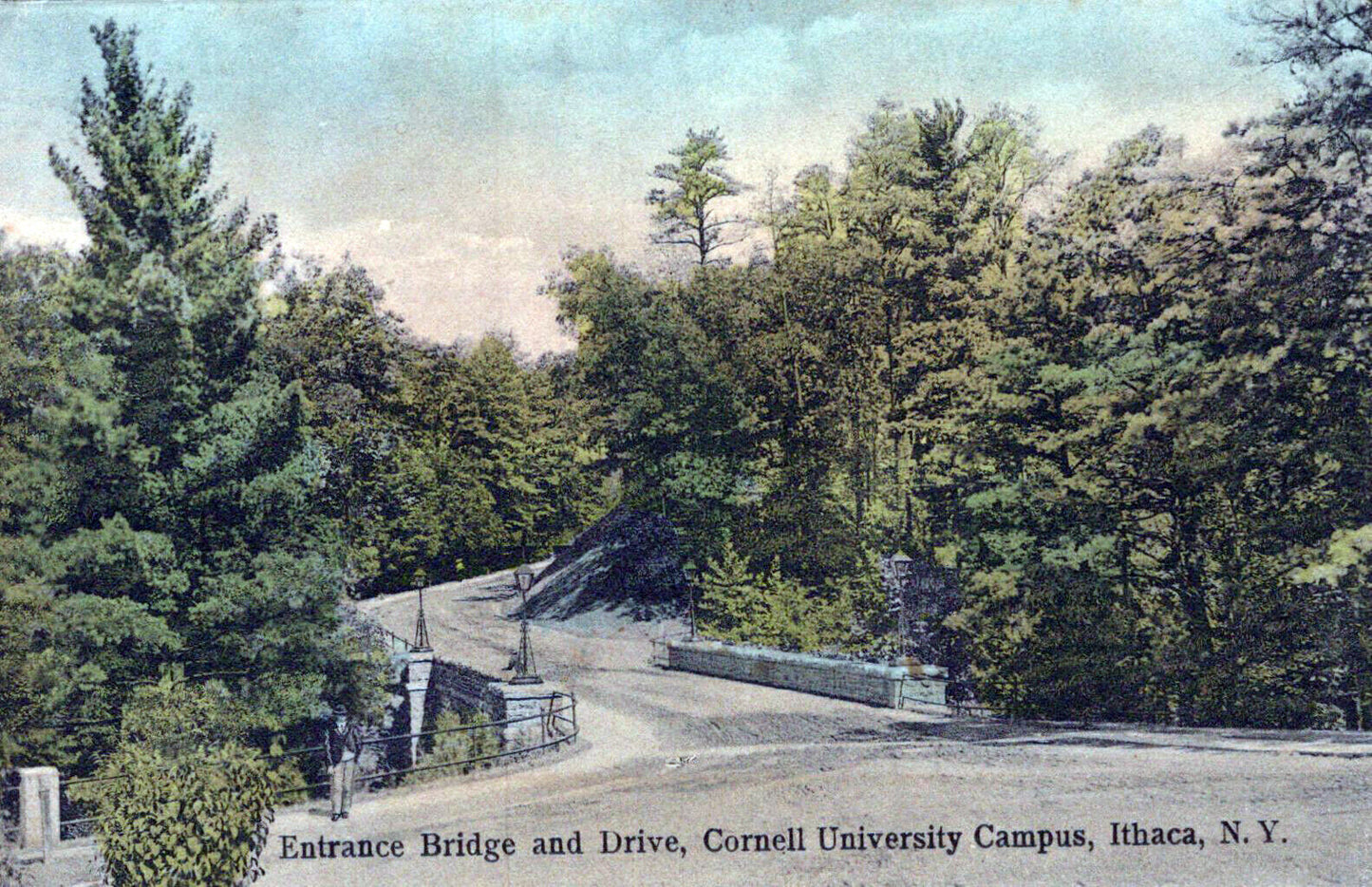 ZAYIX US Postcard Entrance Bridge & Drive Cornell University, Ithaca 0324M0203