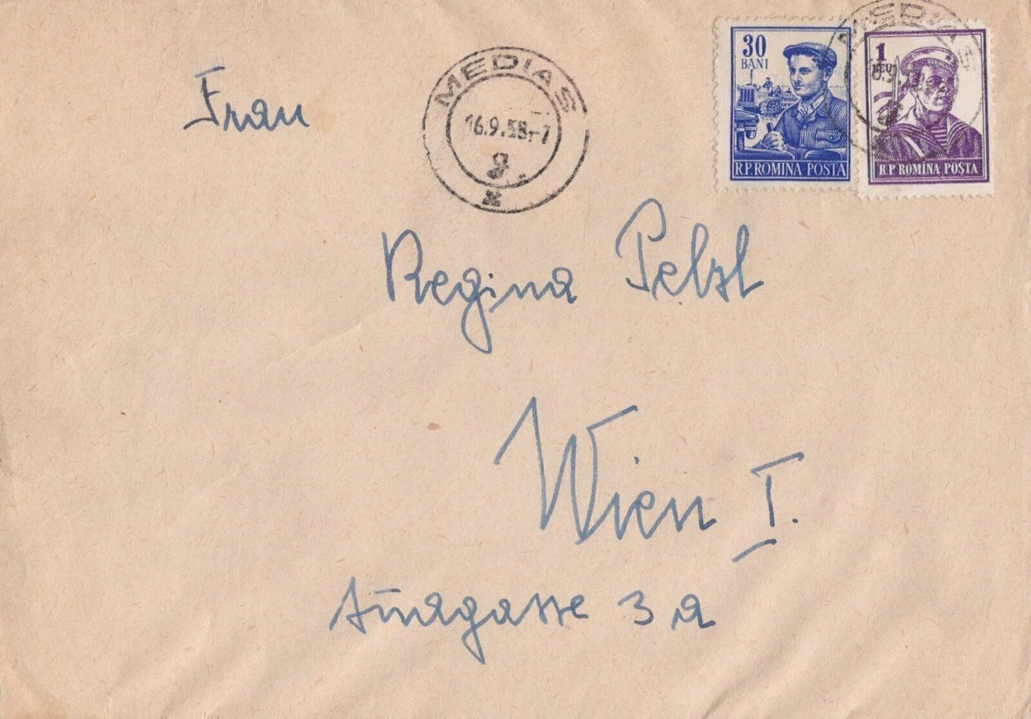 Romania Cover Medias to Vienna Austria 1958 ZAYIX 0224M0101