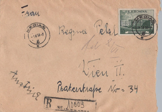 Romania Cover Registered Mail to Austria 1956 Registry Handstamp ZAYIX 0224M0113