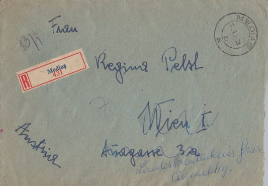 Romania 1959 Registered Cover Medias to Austria Space Stamp ZAYIX 0224M0106