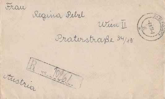 Romania Cover 1956 Registered Letter to Austria stamp on back ZAYIX 0224M0129