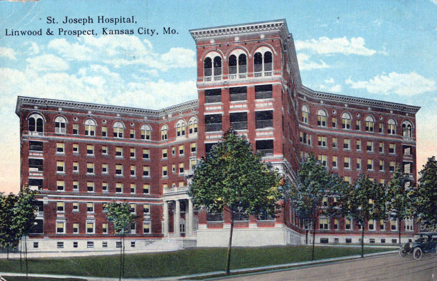 ZAYIX US Postcard St. Joseph Hospital, Linwood & Prospect, Kansas City 0324M0191