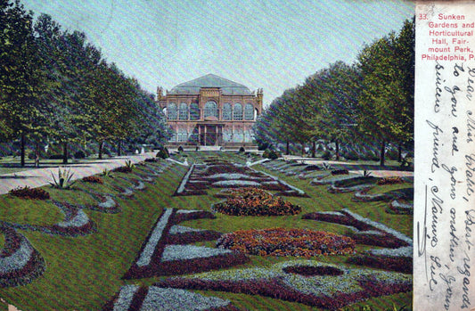 ZAYIX US Postcard Sunken Gardens and Horticultural Hall Philadelphia 0324M0196