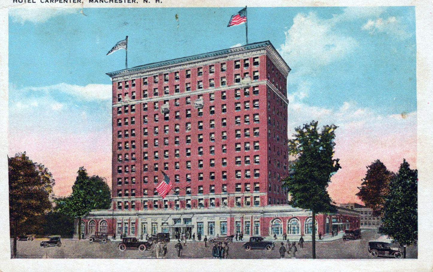 ZAYIX US Postcard Hotel Carpenter, Manchester NH Auburn Handstamp 0324M0180